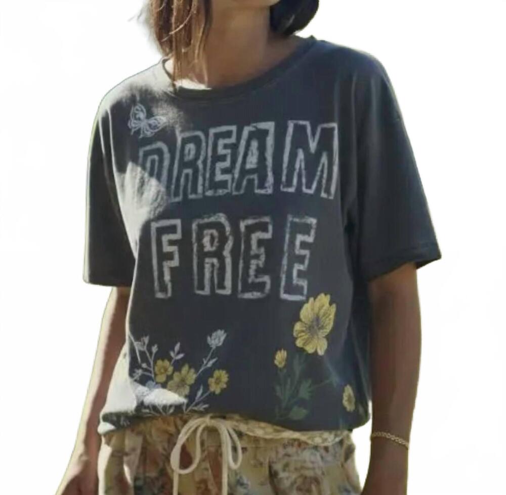 NEW DAVI & DANI dream free tee in charcoal